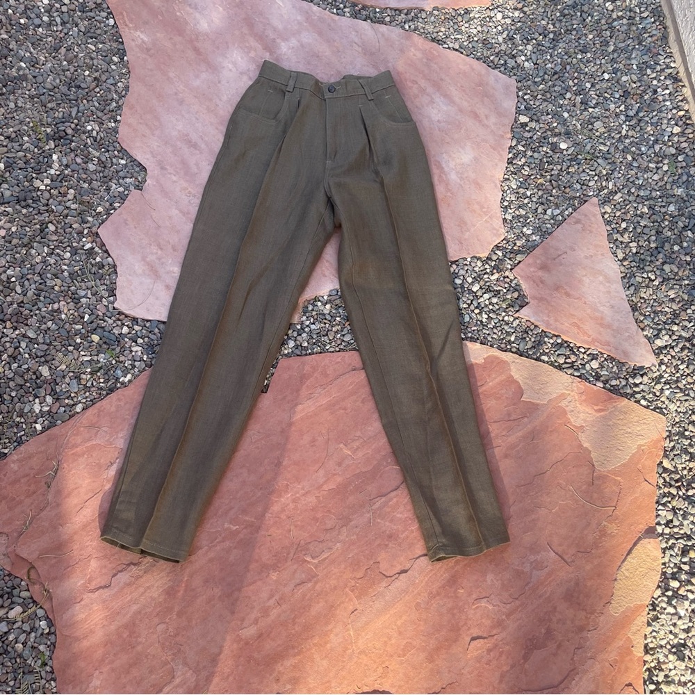 Vintage 70s olive green linen trousers